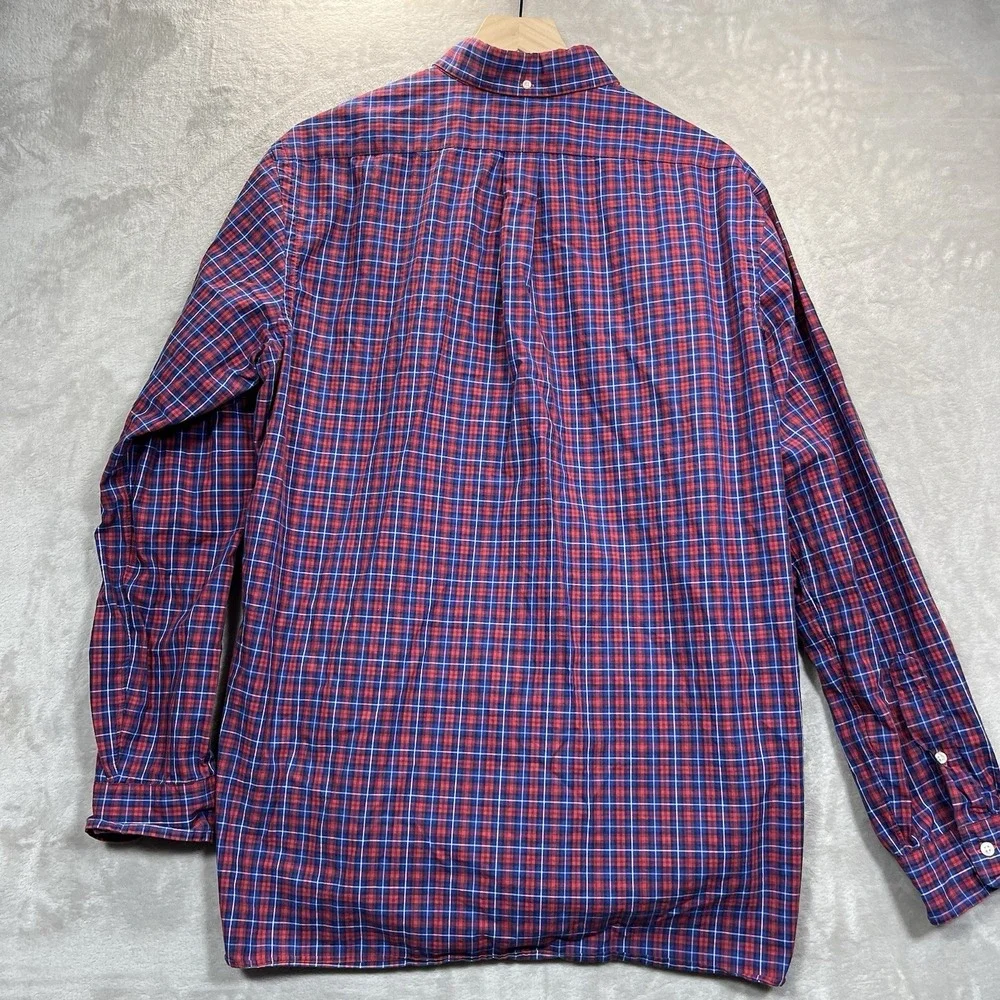 Polo Ralph Lauren Button Down Shirt Men's XL Navy Red Cotton Stretch